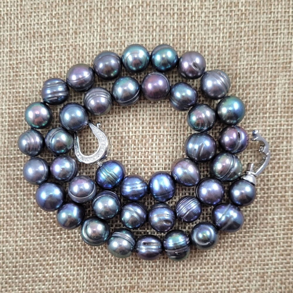 REAL 17" Black Pearl Necklace - Picture 8 of 8